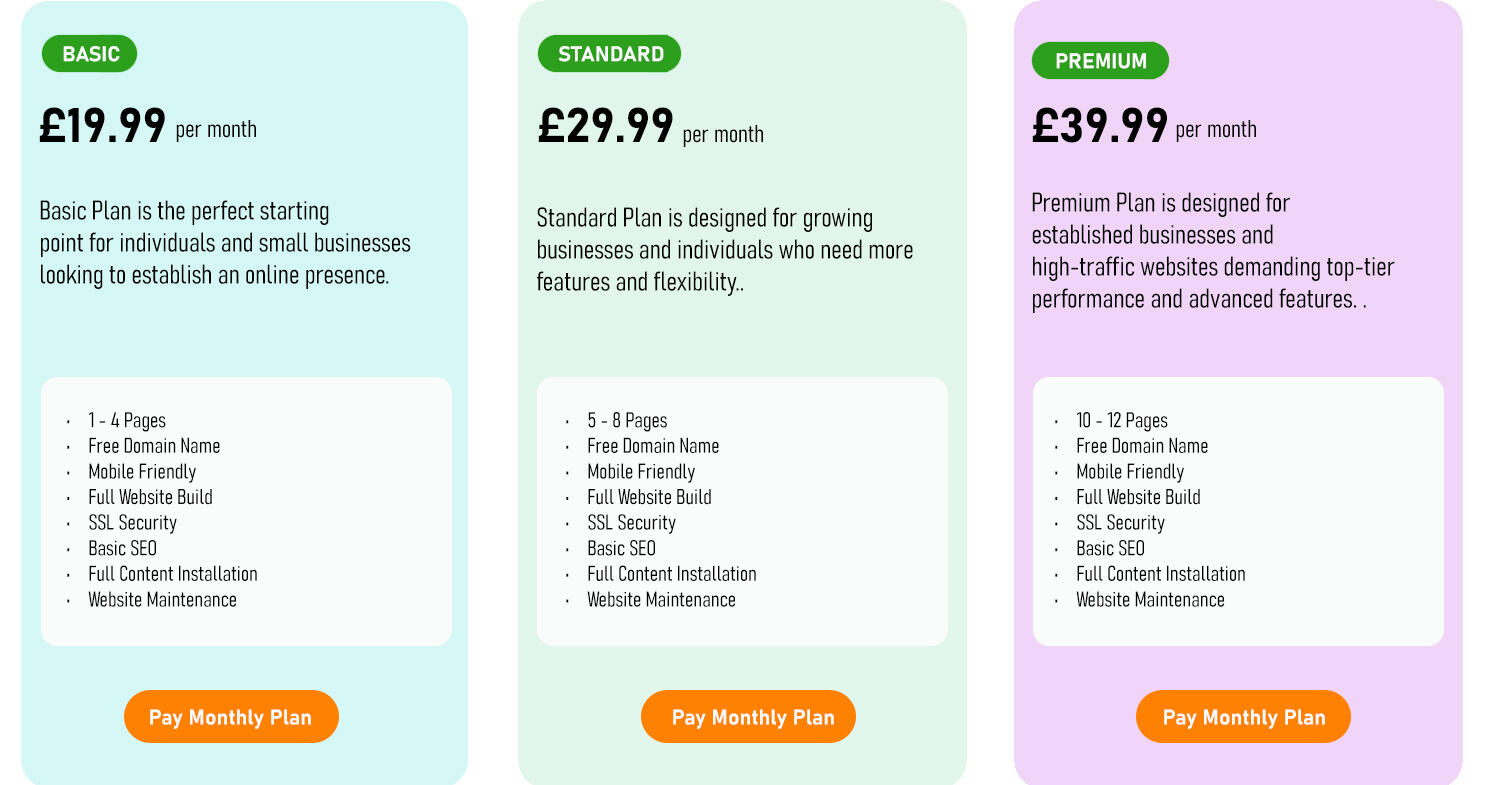 Oblivion Design Monthly Payment Plan A detailed pricing table outlining different service options and their corresponding prices for easy comparison.